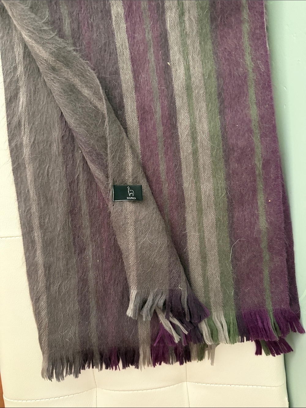 Shupaca multicolor scarf alpaca 80% acrylic 20% 10 1/2 "x 77"